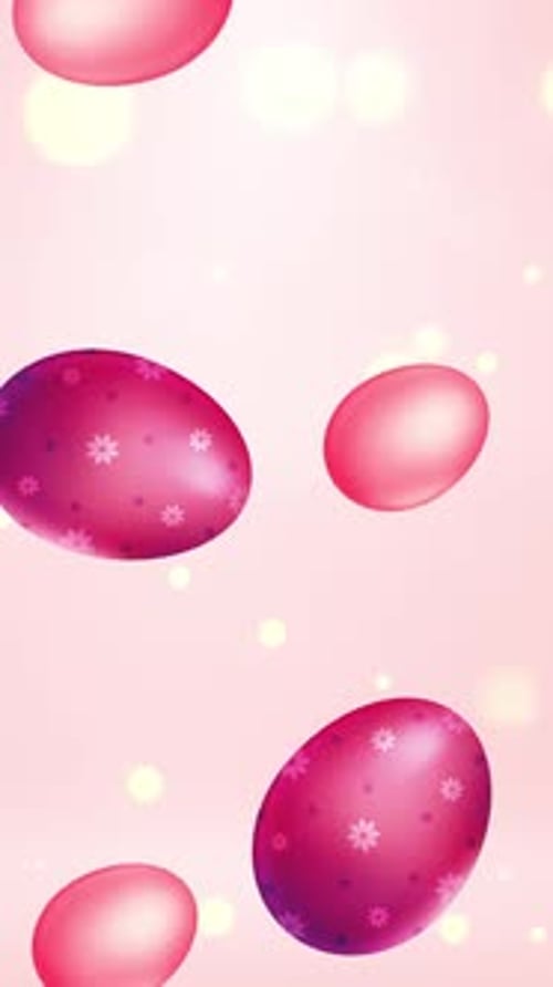 Vertical Pink Easter Eggs Floating Animation