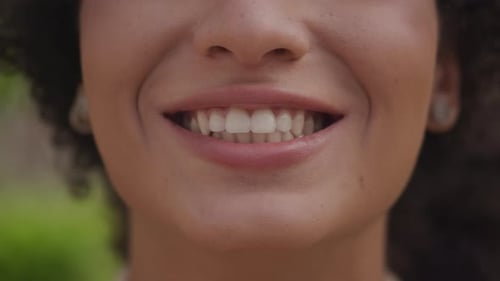Woman Smile Extreme Close Up Perfect Female Teeth