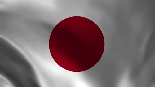 Stylized Japanese Flag Waving Animation with Red Sun Circle