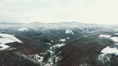 Aerial view of the snowy mountain, Drone 4K
