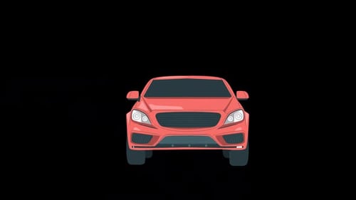 Flat Design Car with Blinking Headlights Animation