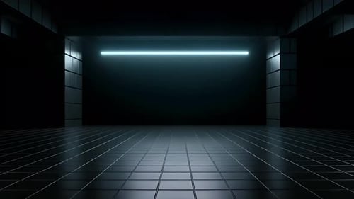 Futuristic Neon Logo Reveal in Dark Room