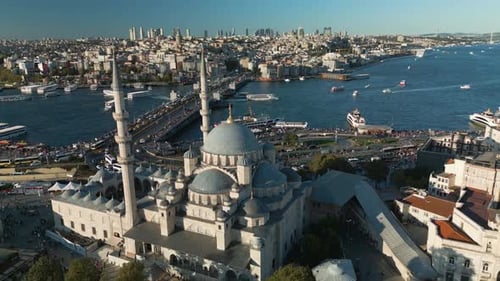 Suleymaniye Religious Mosque Building in Beautiful Istanbul, Turkey - Aerial
