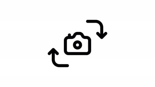 animación de icono de línea de cámara de cambio