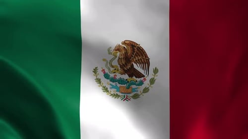 Realistic Mexican Flag Waving with National Emblem