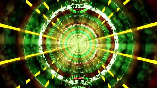 Green With Gold Ring Tunnel Vj Loop Background