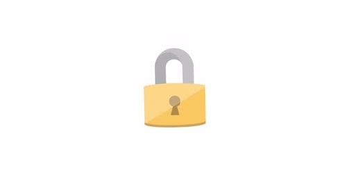 Animated Padlock Security Icon with Flat Design