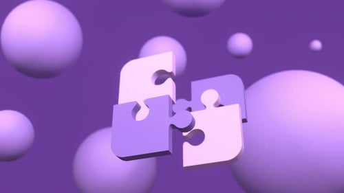 Animierter Puzzle-Hintergrund mit Häkchen, animierter 3D-Puzzle-Hintergrund.