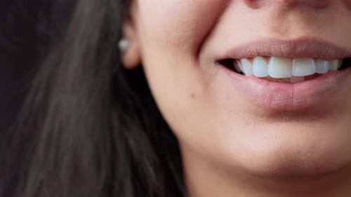 Smiling Woman's Mouth Close Up