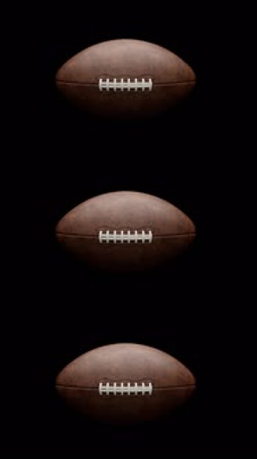 Vertical Isolated 3D Football Rotating Loop with Alpha Channel