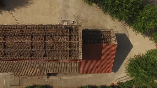 Reconstruction of old building no roof Top View