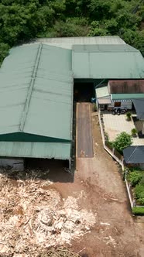 Drone Flying Over Village with Luxury Houses By the Roadside in Quiet Area of Vietnam
