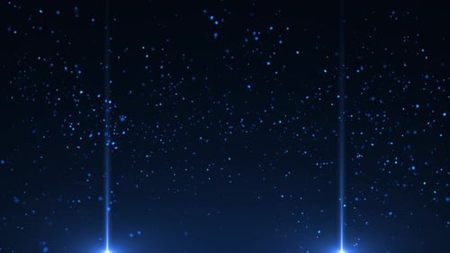 Abstract flying dust particles. Digital background with spotlights in the form of light lasers