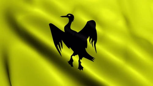 Black Bird Silhouette on Waving Yellow Flag Loop