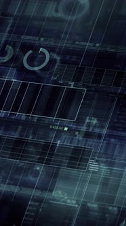 Array of Trading Infographics Moving in 3D Space