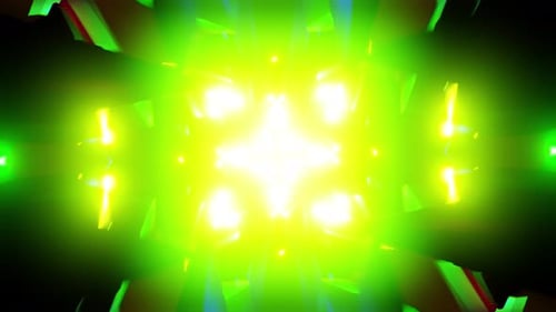 Loop Seamless VJ Motion Background with Neon Kaleidoscope and Pulsing Geometry