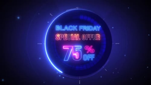 Neon Black Friday Special Offer with Futuristic Digital Interface