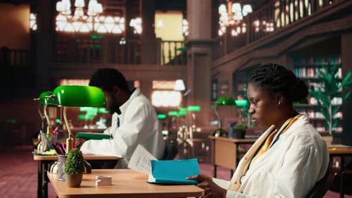 Scientists Doing Medical Research in a Library