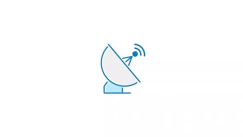 Animated Minimalist Satellite Dish Icon with Signal