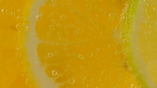 Close Up of Citrus Fruit with Bubbles