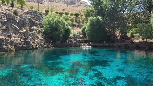 Aerial View Of People Boating On The Lake And Spending Time By The Lake