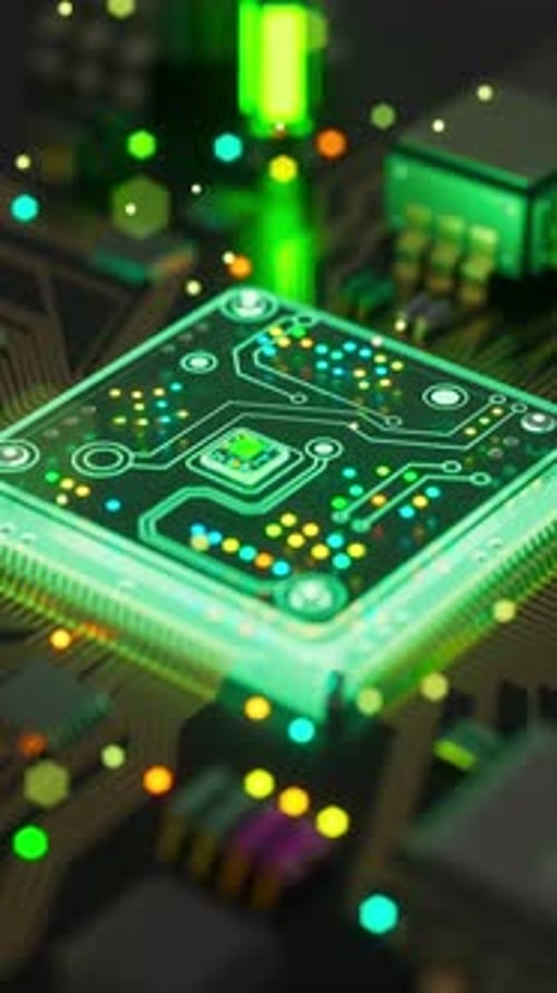 Neon-3D-Animationsplatine und CPU-Schleife