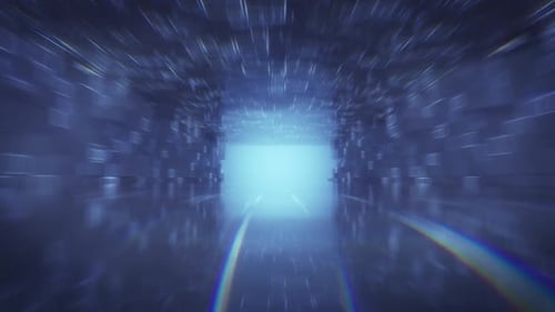 Flythrough futuristic tunnel. Seamless loop 3D render animation