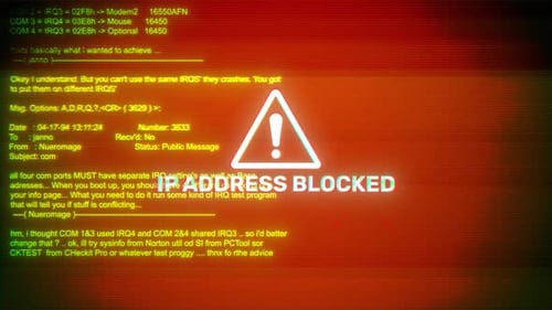 Ip Address Blocked On Hacking & Error Message Digital Screen Message On Computer Screens