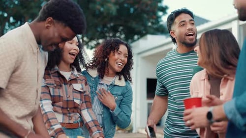 Friends Gather and Socialize at an Outdoor Party
