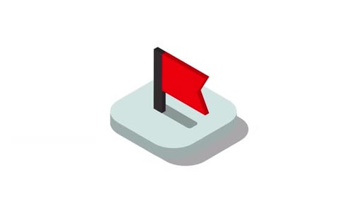 Isometric Red Flag Marker Reveal Animation