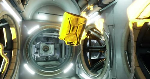 Gasoline Canister Encounters Zero Gravity Inside International Space Station