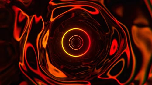Red And Orange Infinity Sci Fi Neon Tunnel Background VJ Loop l 4K