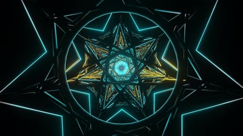 Arte visual futurista con elementos de ciencia ficción surrealistas y destellantes para uso en VJ