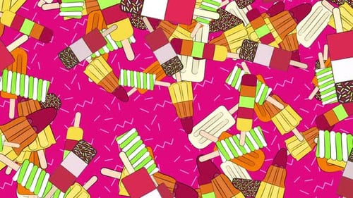 Vibrant Popsicles Flat Design Animated Background Loop