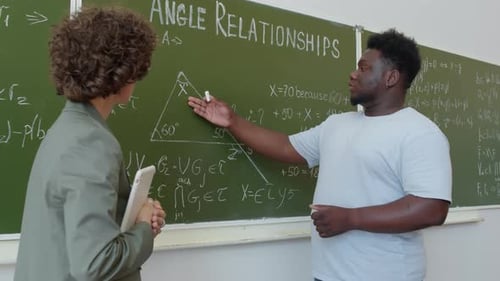 Black Student Solving Geometry Problem