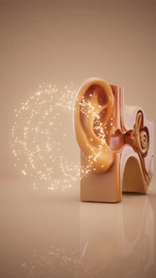 Konzeptionelle 3D-Animation der Ohranatomie und Schallübertragung