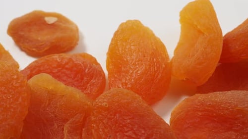 Dried Apricots Close Up on White Background