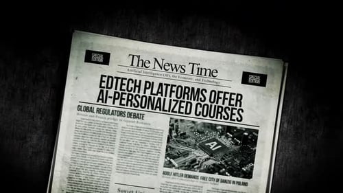 Glitch Newspaper Transition for AI and EdTech News