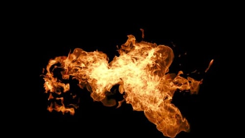abstract burning fire video, orange flame isolated on black background