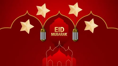 Eid Mubarak Loop Red Background