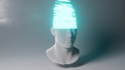 Layered Human Head Deconstruction With Glowing Light Effect