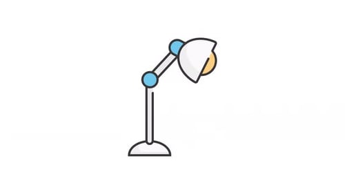 Animated Flat Design Desk Lamp Icon