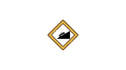 Hazardous descent icon animation video for traffic sign concept