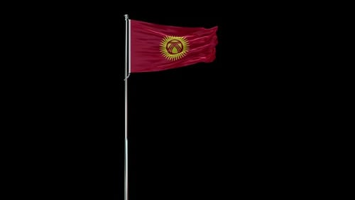 Realistic Waving Flag of Kyrgyzstan Seamless Loop