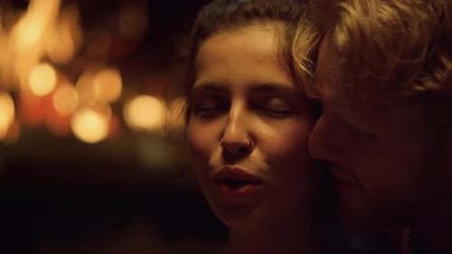 Close Up of Romantic Couple with Eyes Closed