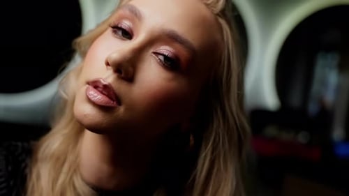Close-Up of Glamorous Woman with Blonde Wavy Hair