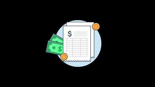 Animated Flat Design Financial Bills and Coins