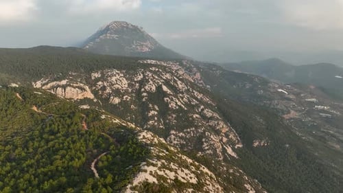 Cinematic Aerial Shot of an Endless Mountain and Forest Landscape in Southern Turkey