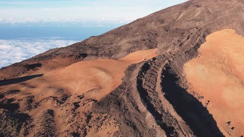 Aerial View of Teide Volcano Lava Field Tenerife Canary Islands