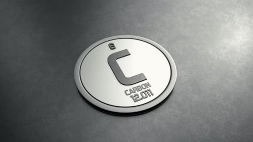 Carbon Element From Periodic Table Round Shiny Metallic Icon